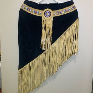 Black and tan Native American style skirt. 3B West by Tansmith size is medium